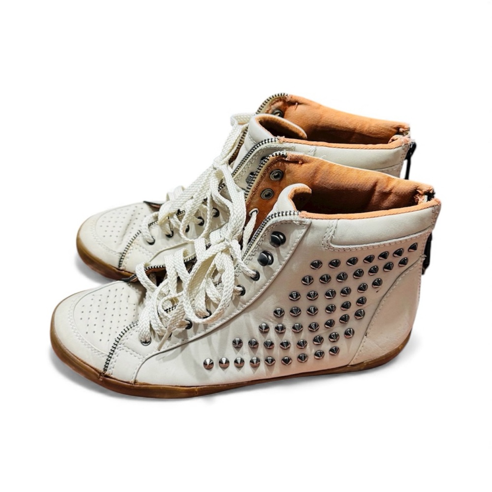 Rebecca Minkoff Studded Beige High-Top Sneakers